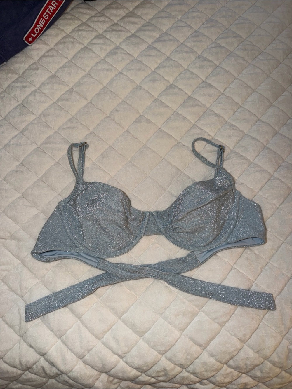 Monday swimwear blue shimmer bikini top